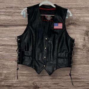 Milwaukee Leather Women's Black Thin Braid/ Side Lace Motorcycle Rider Vest LG